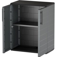 Armoire basse - TOOD - 2 portes + 1 étagere en polypropylene - 68 x 37 x H.84 cm - Gris