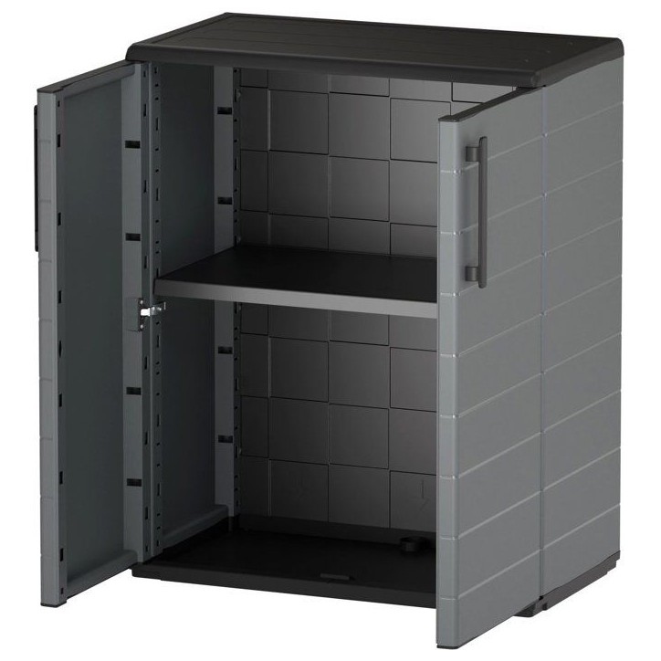 Armoire basse - TOOD - 2 portes + 1 étagere en polypropylene - 68 x 37 x H.84 cm - Gris Armoire basse - TOOD - 2 portes + 1 étagere en polypropylene - 68 x 37 x H.84 cm - Gris