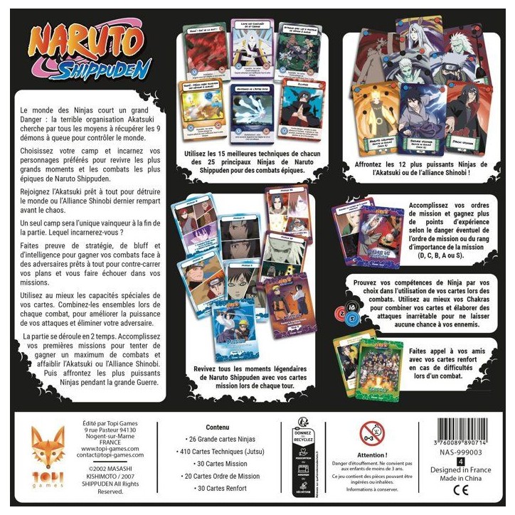 NARUTO SHIPPUDEN - COMBATS DE NINJA - Jeu de société - TOPI GAMES - 2 a 6 joueurs - Des 7 ans NARUTO SHIPPUDEN - COMBATS DE NINJA - Jeu de société - TOPI GAMES - 2 a 6 joueurs - Des 7 ans