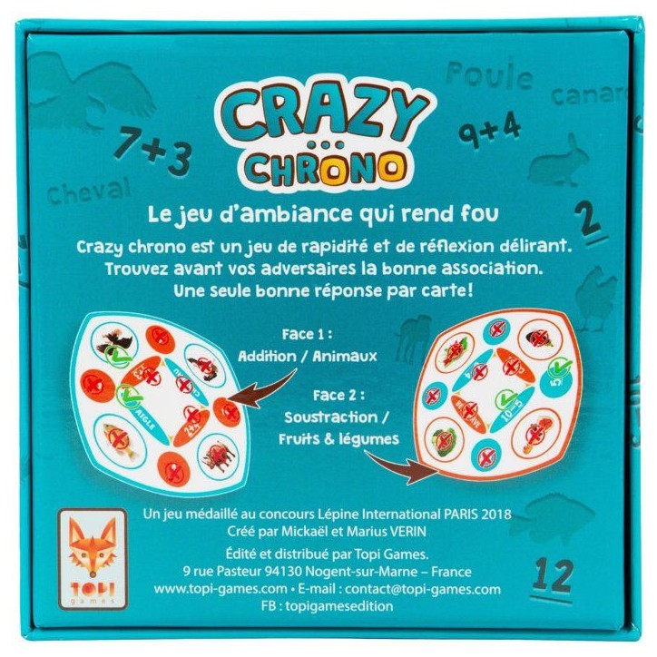 CRAZY CHRONO - Jeu de société - TOPI GAMES - 2 a 12 joueurs - Des 7 ans CRAZY CHRONO - Jeu de société - TOPI GAMES - 2 a 12 joueurs - Des 7 ans