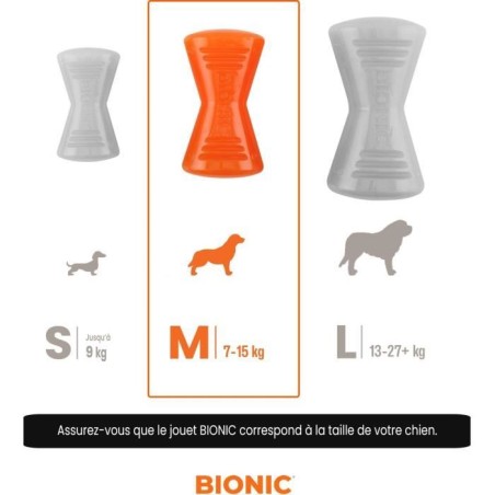 Jouet pour chien - BIONIC - Os - Taille Medium 12 cm - Caoutchouc ultra résistant - sans plomb, BPA ni phtalates