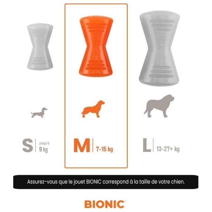 Jouet pour chien - BIONIC - Os - Taille Medium 12 cm - Caoutchouc ultra résistant - sans plomb, BPA ni phtalates Jouet pour chien - BIONIC - Os - Taille Medium 12 cm - Caoutchouc ultra résistant - sans plomb, BPA ni phtalates