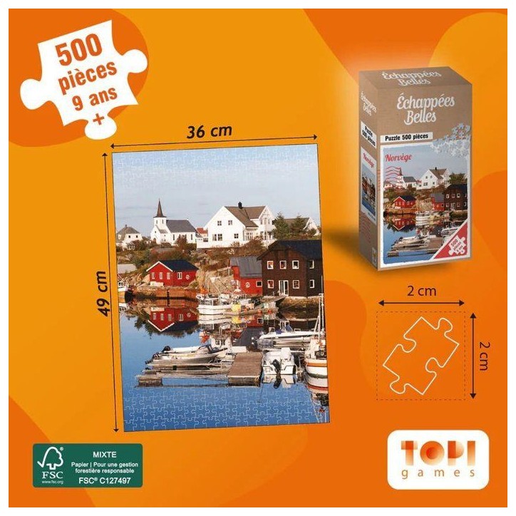 Puzzle - TOPI GAMES - Echappées Belles Norvege - 500 pieces - Des 7 ans