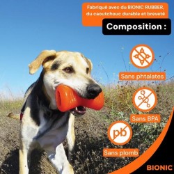 Jouet pour chien - BIONIC - Os - Taille Medium 12 cm - Caoutchouc ultr