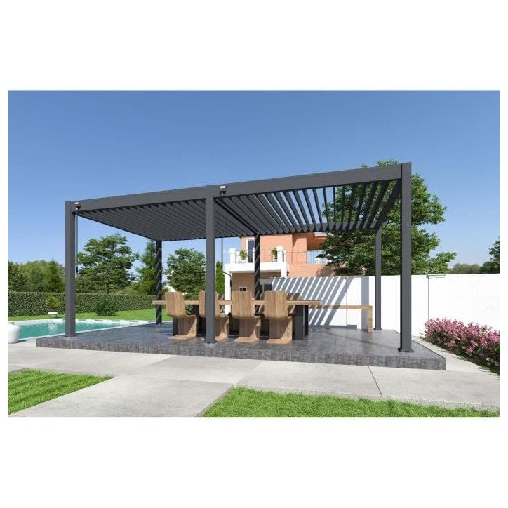 Pergola - Aluminium - OMBREA - Bioclimatique - Anthracite - 3x6 m Pergola - Aluminium - OMBREA - Bioclimatique - Anthracite - 3x6 m