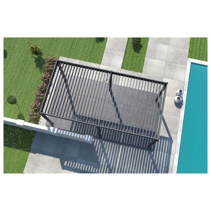Pergola - Aluminium - OMBREA - Bioclimatique - Anthracite - 3x6 m Pergola - Aluminium - OMBREA - Bioclimatique - Anthracite - 3x6 m
