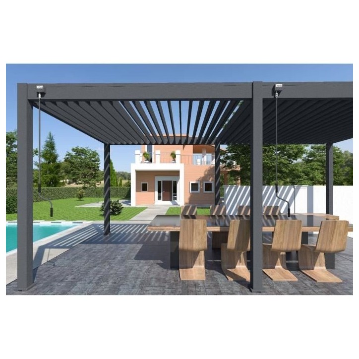 Pergola - Aluminium - OMBREA - Bioclimatique - Anthracite - 3x6 m Pergola - Aluminium - OMBREA - Bioclimatique - Anthracite - 3x6 m