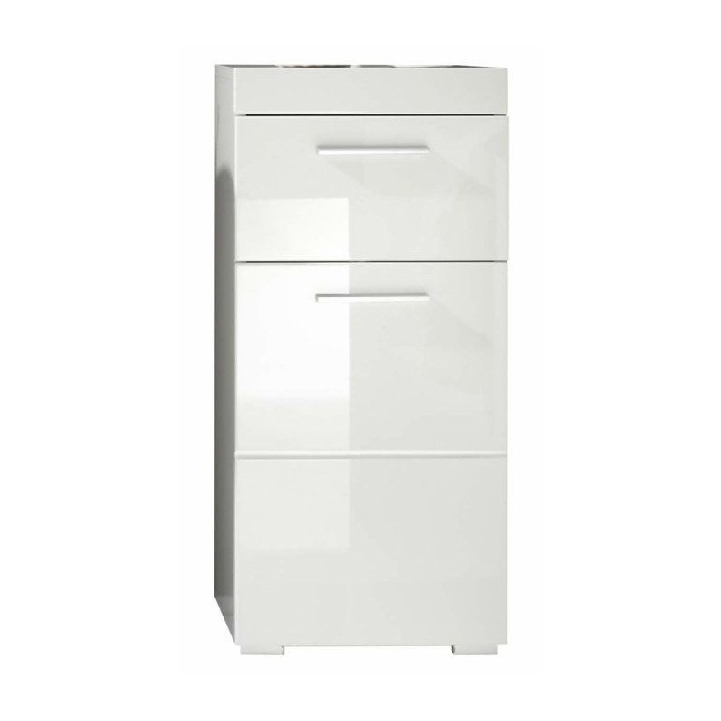 Meuble de salle de bain Rangement bas - 1 porte & 1 tiroir - Blanc - L