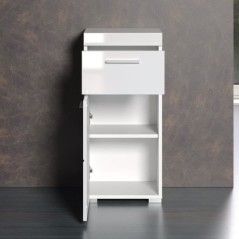 Meuble de salle de bain Rangement bas - 1 porte & 1 tiroir - Blanc - L