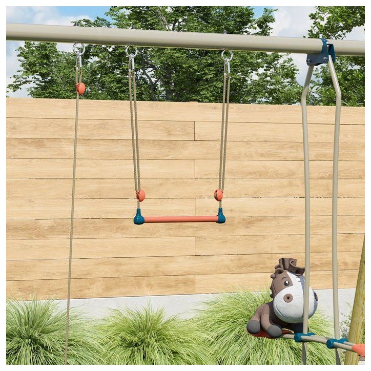 Trapeze pour portique - ALEO BY TRIGANO - 529 - Suspente corde - Corail / Bleu Trapeze pour portique - ALEO BY TRIGANO - 529 - Suspente corde - Corail / Bleu