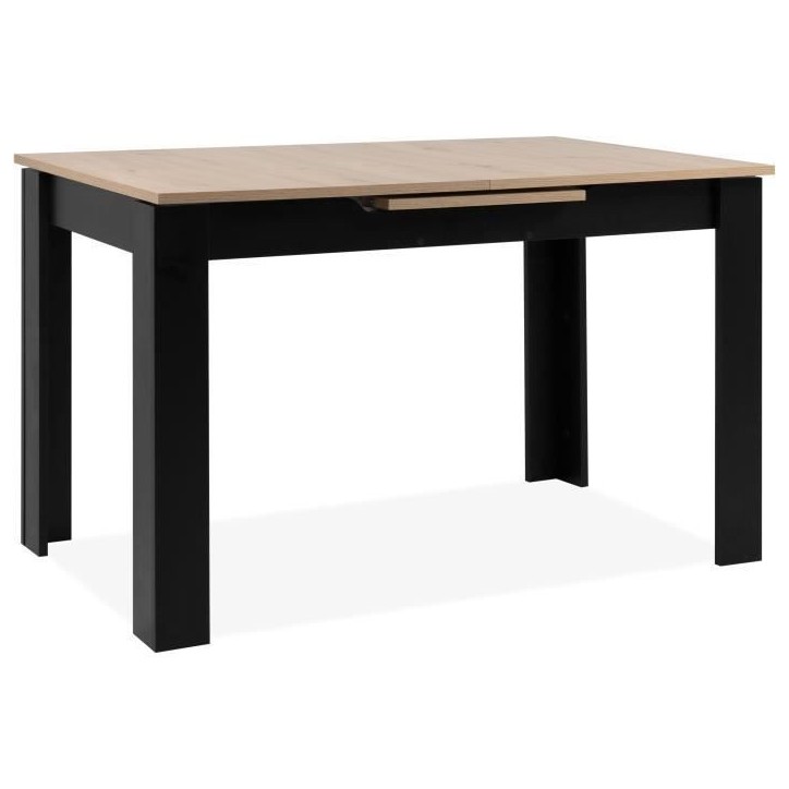 Table extensible - BIRMINGHAM - 80A - Ouverture synchonisée automatique - Chene / noir - 6 / 8 personnes - 125-165 x 75 x 80 cm