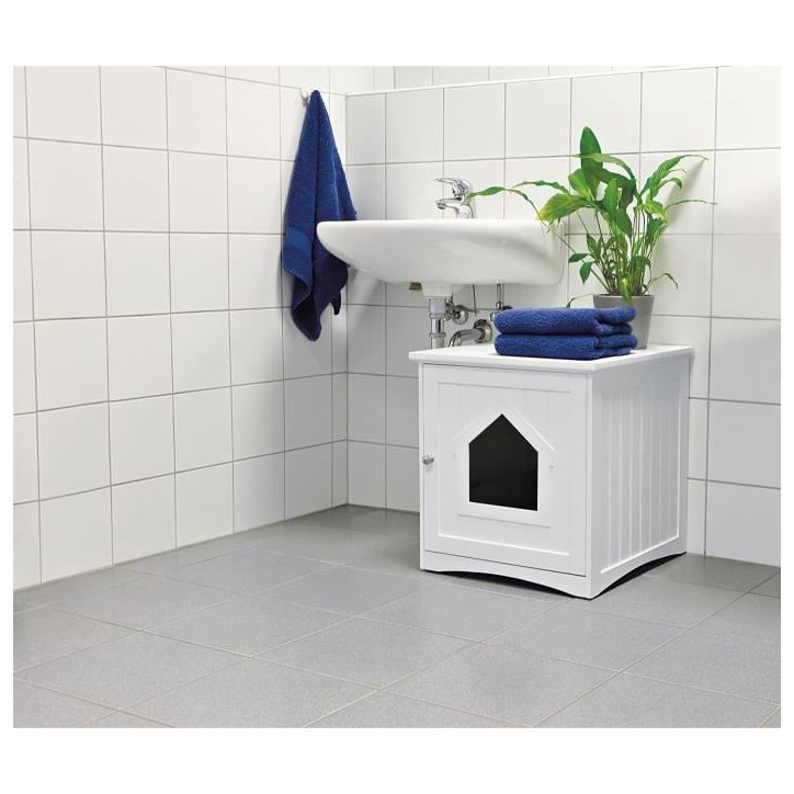 Cabine de toilette - TRIXIE - 49 x 51 x 51 cm - Blanc Cabine de toilette - TRIXIE - 49 x 51 x 51 cm - Blanc