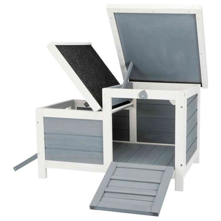 TRIXIE Clapier Habitat Natura - 70 x 43 x 45 cm - Avec deux entrées - Blanc et gris - Pour lapin TRIXIE Clapier Habitat Natura - 70 x 43 x 45 cm - Avec deux entrées - Blanc et gris - Pour lapin
