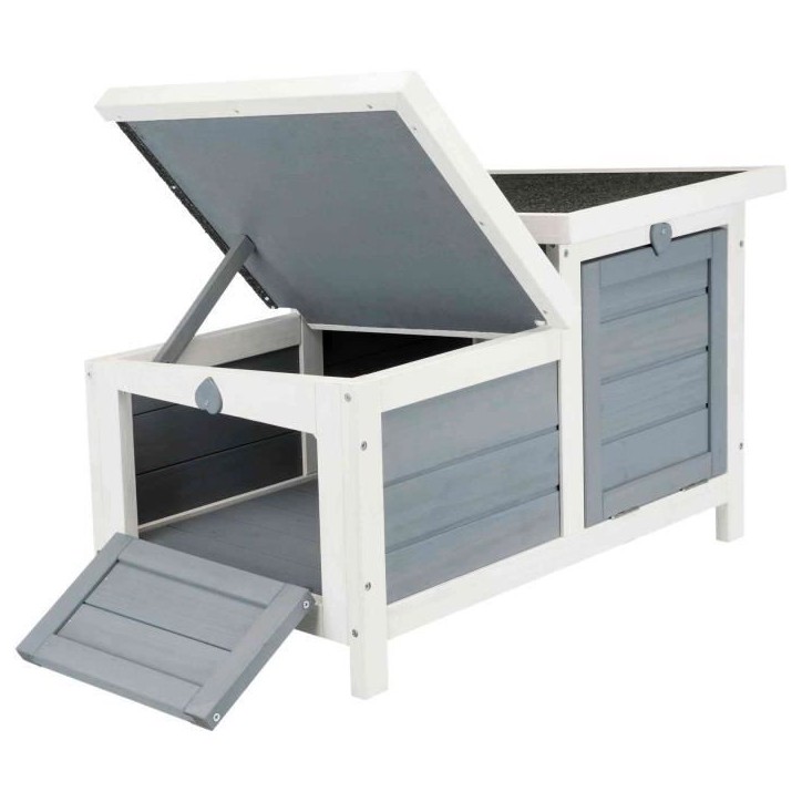 TRIXIE Clapier Habitat Natura - 70 x 43 x 45 cm - Avec deux entrées - Blanc et gris - Pour lapin TRIXIE Clapier Habitat Natura - 70 x 43 x 45 cm - Avec deux entrées - Blanc et gris - Pour lapin