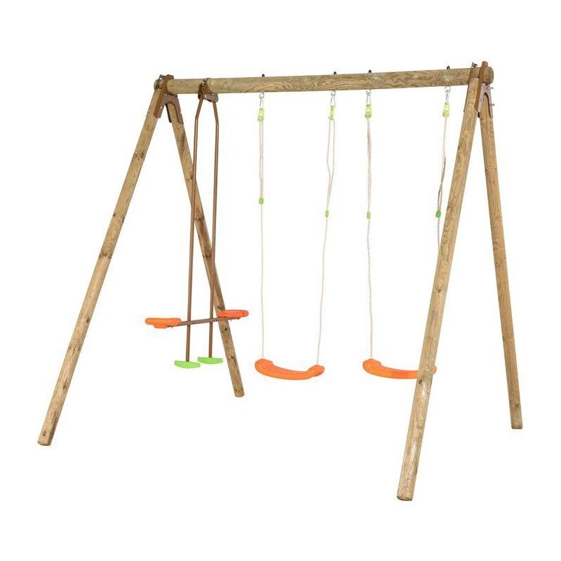 Balançoire en bois enfant - 3 agres - DARIFOU - ALEO BY TRIGANO