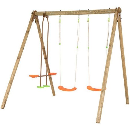 Balançoire en bois enfant - 3 agres - DARIFOU - ALEO BY TRIGANO