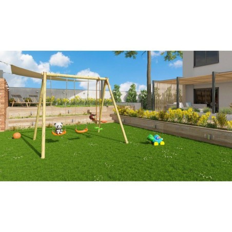 Balançoire en bois enfant - 3 agres - DARIFOU - ALEO BY TRIGANO