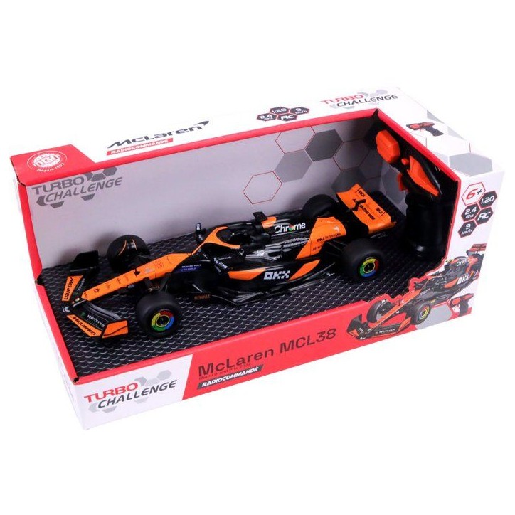 Voiture RC F1 McLaren télécommandée - TURBO CHALLENGE - 095629 - Échelle 1/20 - 2,4 GHz - Pilotage - Des 6 ans Voiture RC F1 McLaren télécommandée - TURBO CHALLENGE - 095629 - Échelle 1/20 - 2,4 GHz - Pilotage - Des 6 ans