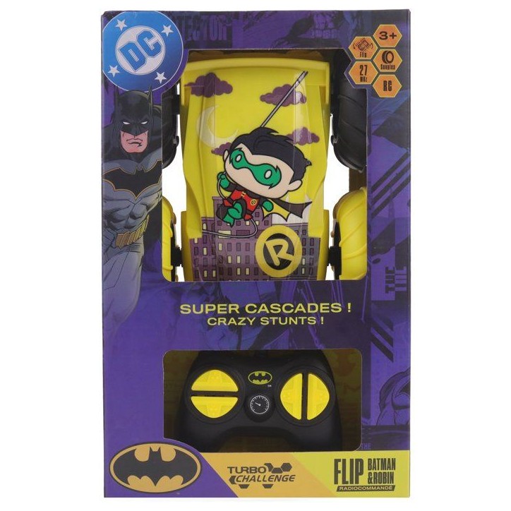 Flip Batman vs Robin RC télécommandée - TURBO CHALLENGE - 096644 - Double face - Cascades - Licence DC - Des 3 ans Flip Batman vs Robin RC télécommandée - TURBO CHALLENGE - 096644 - Double face - Cascades - Licence DC - Des 3 ans