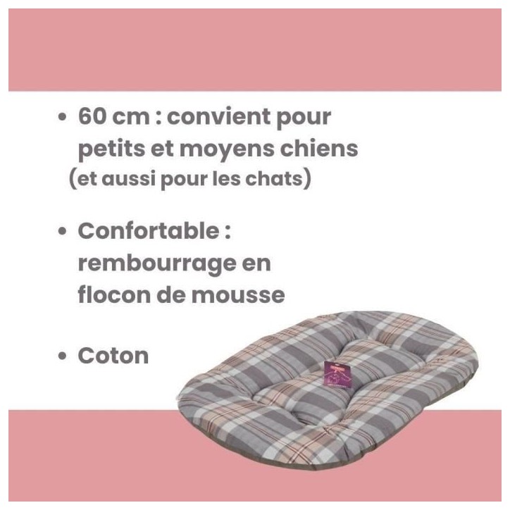 Couchage pour chien - TYROL - Coussin Oval Toronto - 60 x 40 x 3 cm Couchage pour chien - TYROL - Coussin Oval Toronto - 60 x 40 x 3 cm