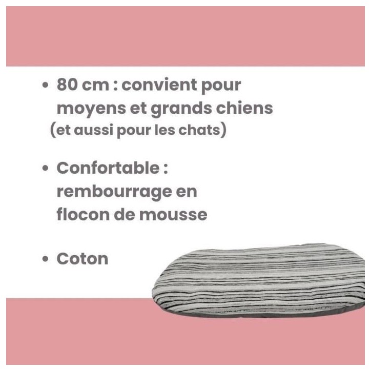 Couchage pour chien - TYROL - Coussin Oval Toronto - 80 x 48 x 3 cm