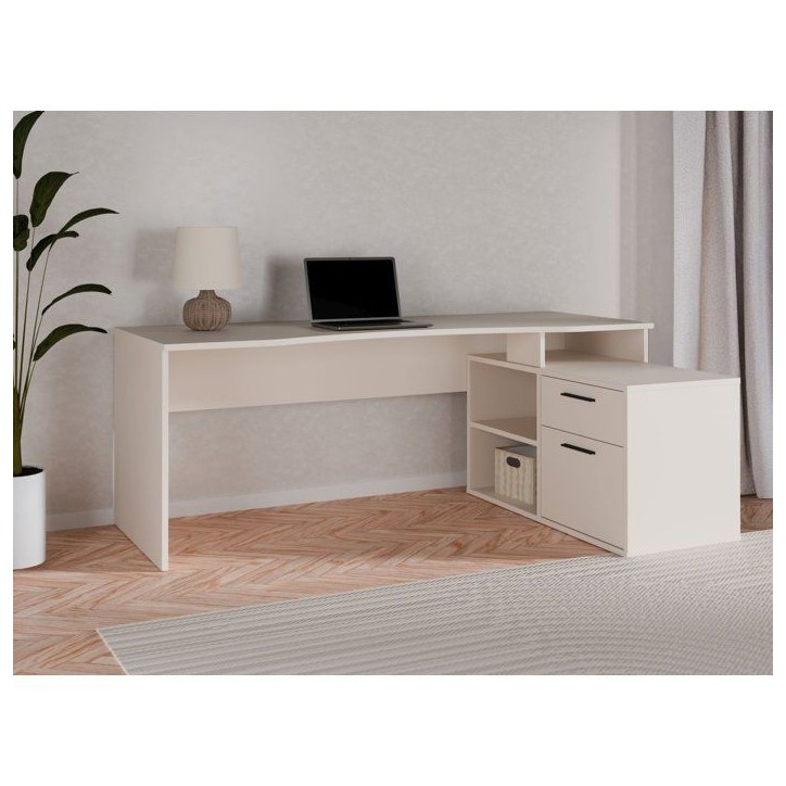 Bureau d'angle - TEZAUR - Beige - 200 x 121,8 x 75,7 cm Bureau d'angle - TEZAUR - Beige - 200 x 121,8 x 75,7 cm