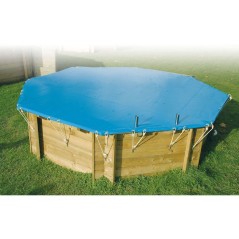 Bâche de sécurité et hivernage - UBBINK - Pour piscine bois Ibbink - 360 cm - Bleu