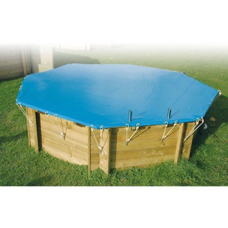 Bâche de sécurité et hivernage - UBBINK - Pour piscine bois Ibbink - 360 cm - Bleu