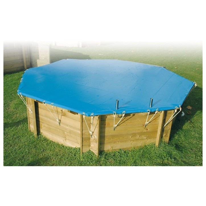 Bâche de sécurité et hivernage - UBBINK - Pour piscine bois Ibbink - 360 cm - Bleu