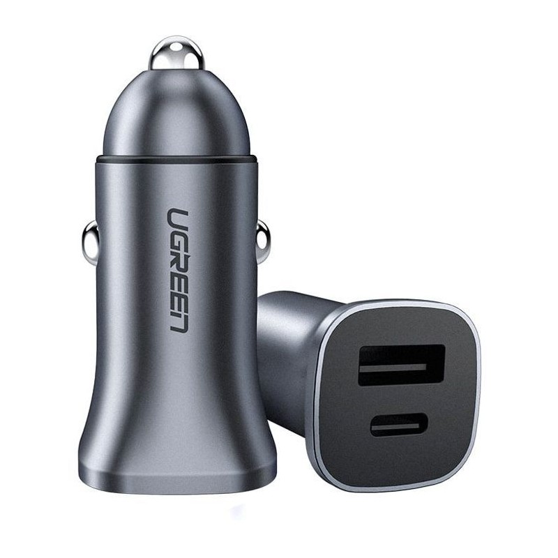 Chargeur voiture - UGREEN - 1 USB-C + 1 USB-A - 30W - Gris