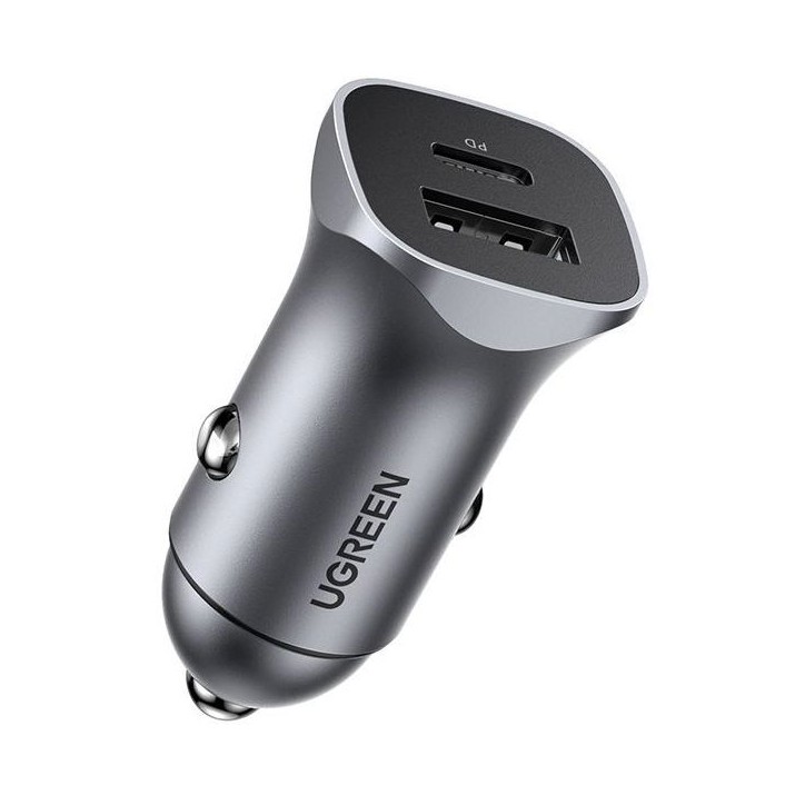 Chargeur voiture - UGREEN - 1 USB-C + 1 USB-A - 30W - Gris Chargeur voiture - UGREEN - 1 USB-C + 1 USB-A - 30W - Gris