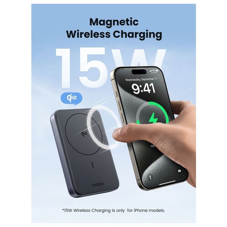 Batterie externe Qi - UGREEN - 10,000 mAh - 30W - Noir
