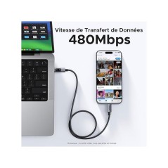 Câble USB-C - UGREEN - Câble data USB-C a USB-C PD 100W - Nylon tres