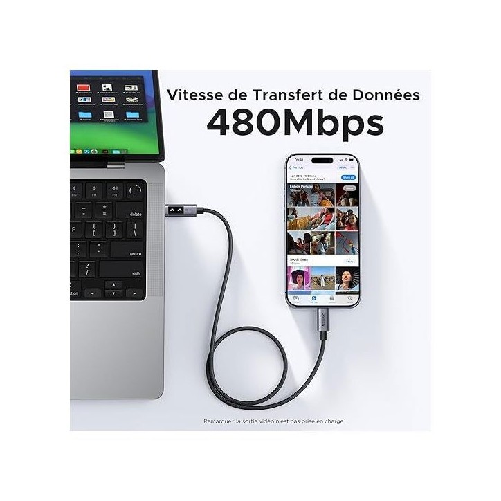 Câble USB-C - UGREEN - Câble data USB-C a USB-C PD 100W - Nylon tressé - 2 m - Noir Câble USB-C - UGREEN - Câble data USB-C a USB-C PD 100W - Nylon tressé - 2 m - Noir
