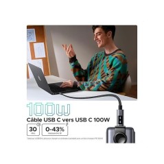 Câble USB-C - UGREEN - Câble data USB-C a USB-C PD 100W - Nylon tres