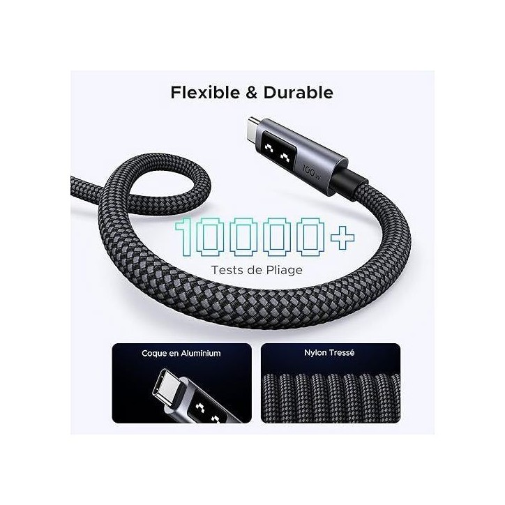 Câble USB-C - UGREEN - Câble data USB-C a USB-C PD 100W - Nylon tressé - 2 m - Noir Câble USB-C - UGREEN - Câble data USB-C a USB-C PD 100W - Nylon tressé - 2 m - Noir