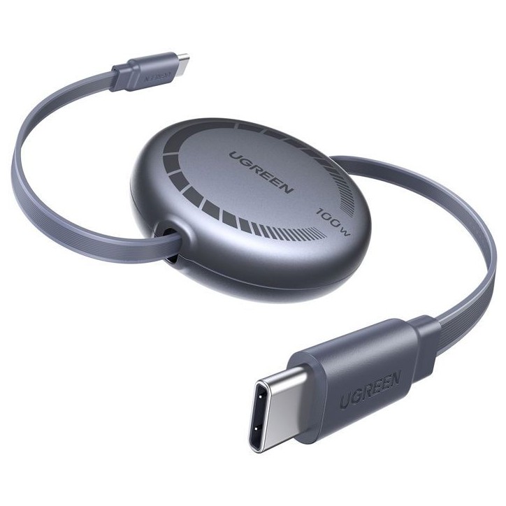 Câble USB-C - UGREEN - Câble rétractable USB-C vers USB-C PD - 100W - 1 m - Noir