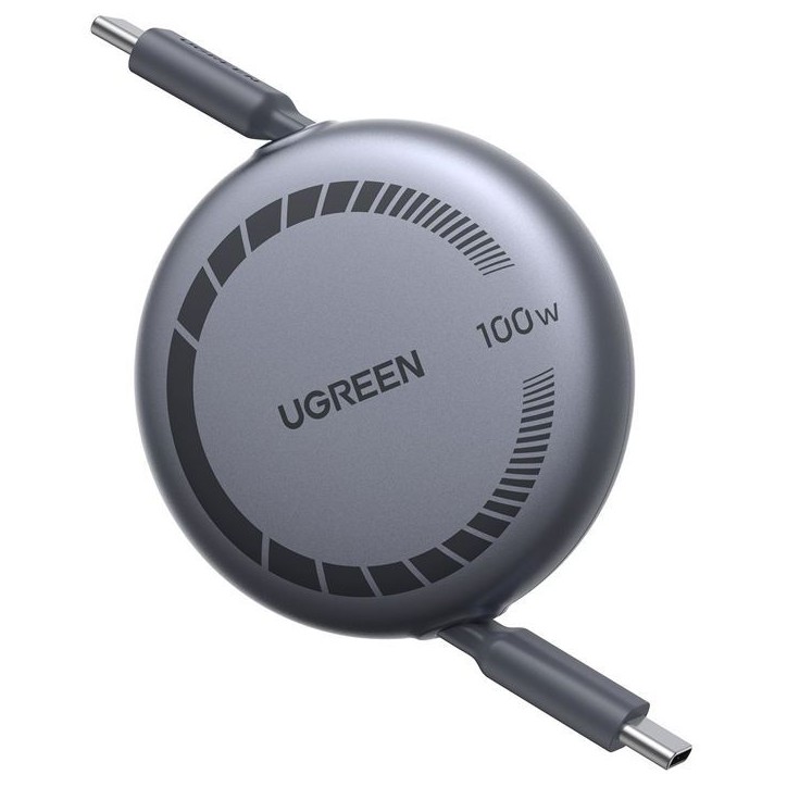 Câble USB-C - UGREEN - Câble rétractable USB-C vers USB-C PD - 100W - 1 m - Noir
