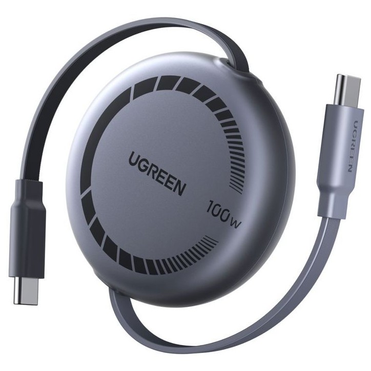 Câble USB-C - UGREEN - Câble rétractable USB-C vers USB-C PD - 100W - 1 m - Noir