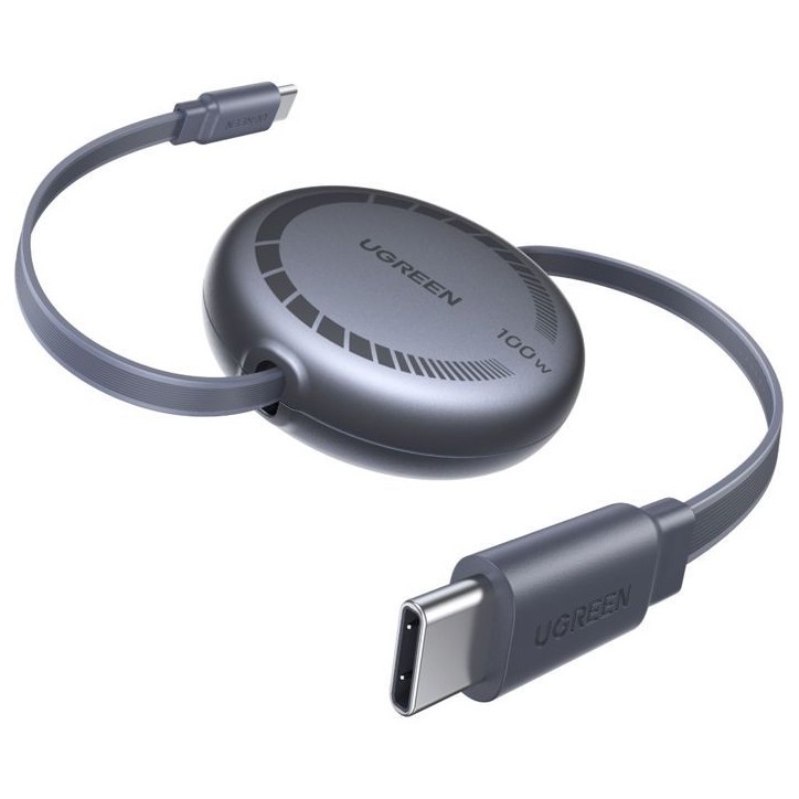 Câble USB-C - UGREEN - Câble rétractable USB-C vers USB-C PD - 100W - 1 m - Noir