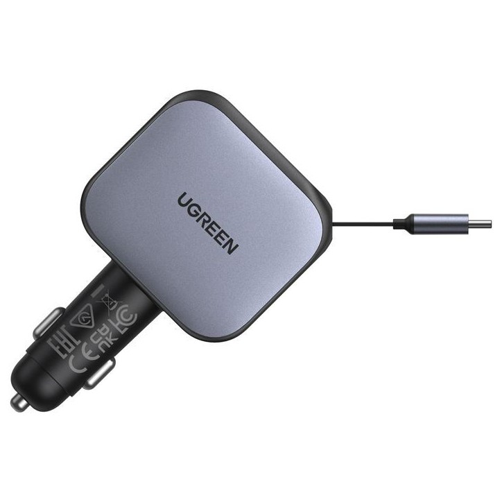 Chargeur voiture - UGREEN - 90W - USB-A et USB-C - Rétractable - Noir Chargeur voiture - UGREEN - 90W - USB-A et USB-C - Rétractable - Noir