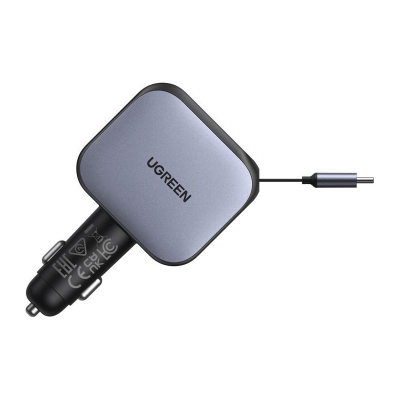 Chargeur voiture - UGREEN - 145W - Avec câble rétractable