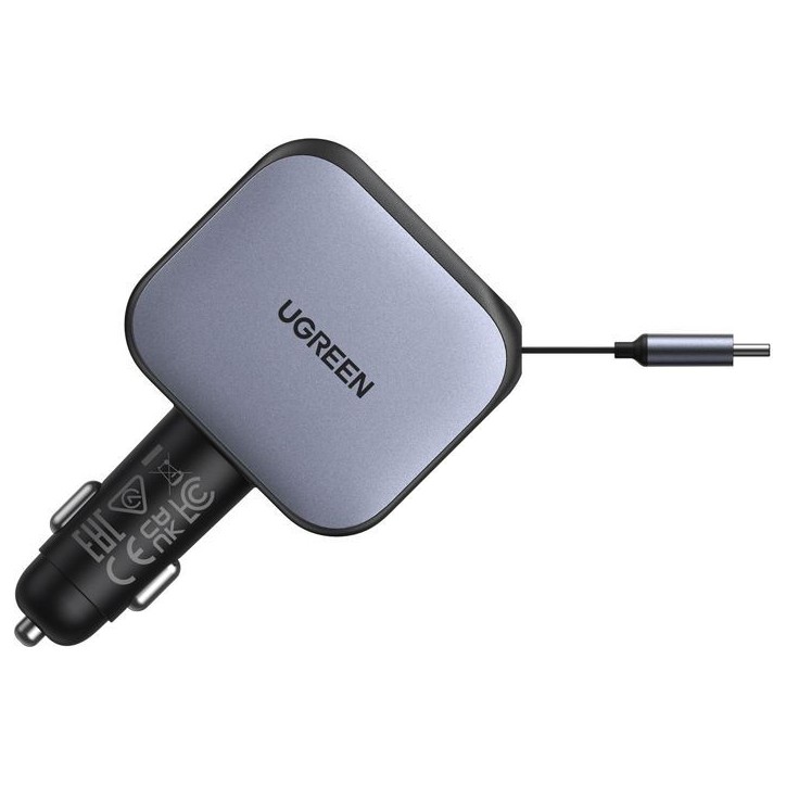 Chargeur voiture - UGREEN - 145W - Avec câble rétractable Chargeur voiture - UGREEN - 145W - Avec câble rétractable