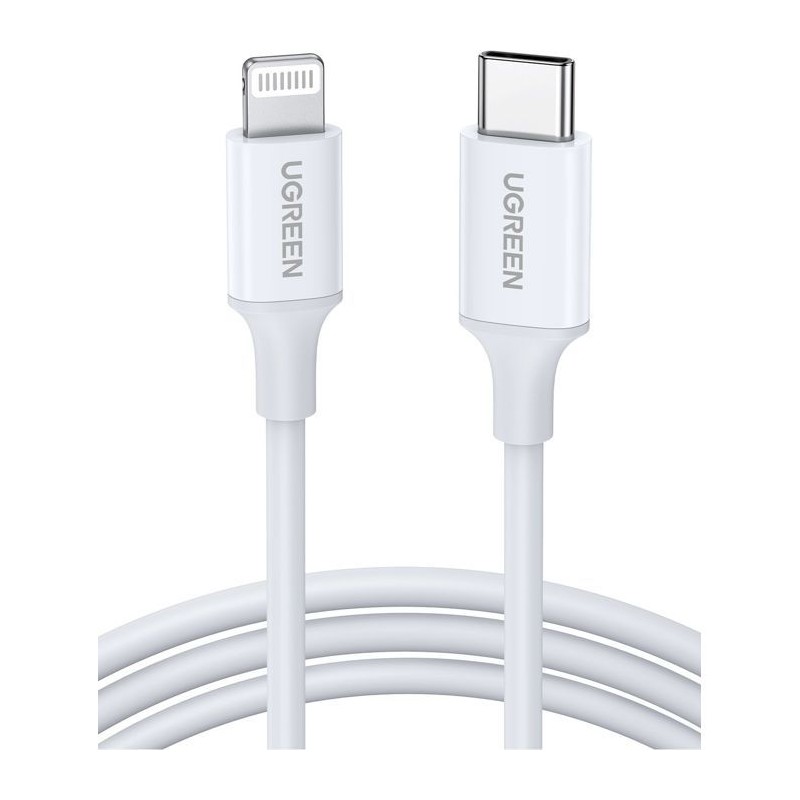 Câble Lightning - UGREEN - Silicone - USB-C - 1 m - Blanc