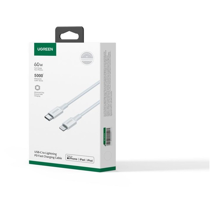 Câble Lightning - UGREEN - Silicone - USB-C - 1 m - Blanc