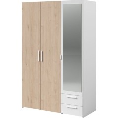 Armoire VARIA - Panneaux de particules revetu papier - Décor chene et