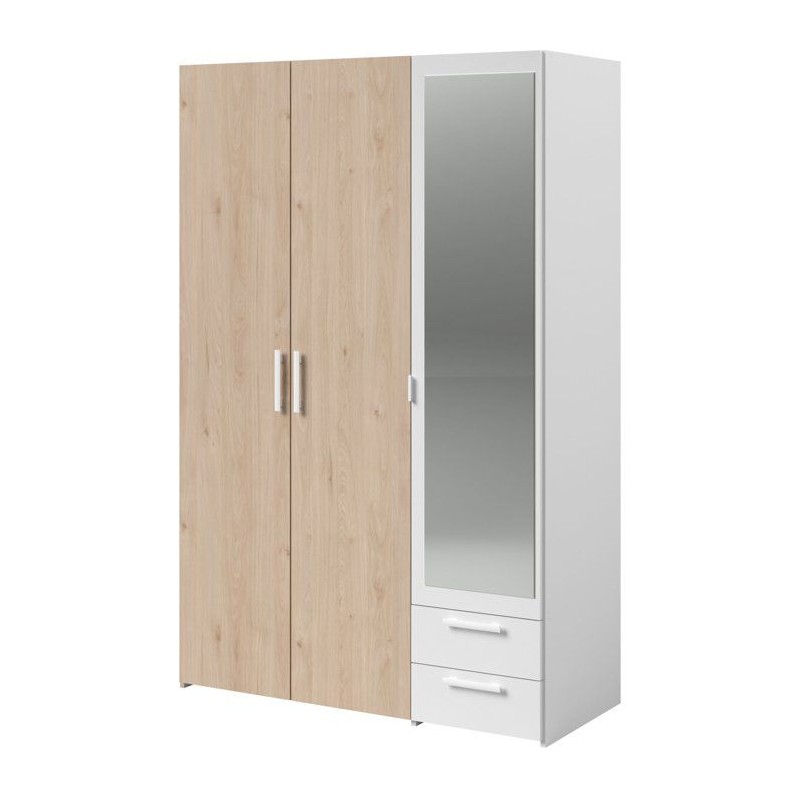 Armoire VARIA - Panneaux de particules revetu papier - Décor chene et