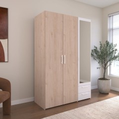 Armoire VARIA - Panneaux de particules revetu papier - Décor chene et