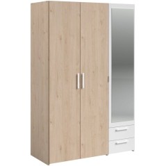 Armoire VARIA - Panneaux de particules revetu papier - Décor chene et