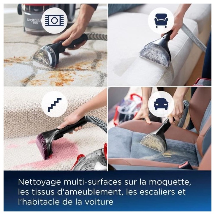 Nettoyeur Détacheur Bissell Spotclean Pro 1558N - Détache, Nettoie et Aspire - Efficace sur tous types de taches